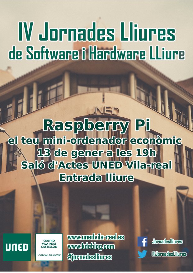 Recordatorio de Raspberry Pi en las IV Jornadas Libres