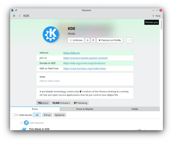 Novedades de Tokodon en KDE Gear 24.02
