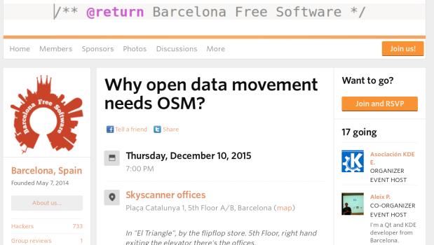 OpenStreetMap en las charlas de Barcelona Free Software