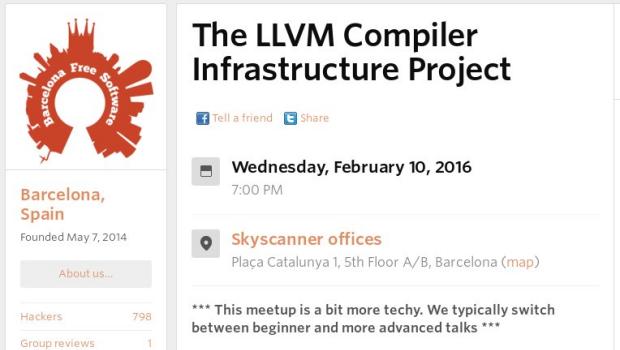 El proyecto LLVM en las charlas de Barcelona Free Software