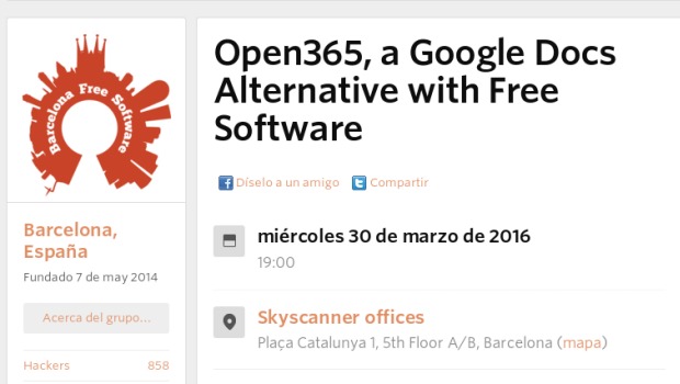 Open365 en las charlas de Barcelona Free Software