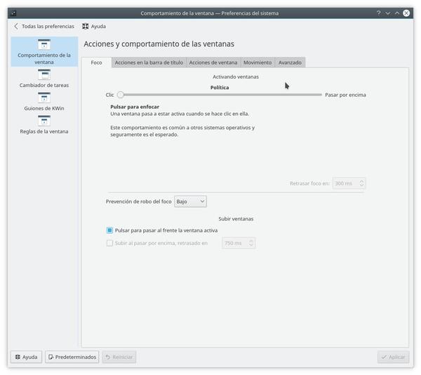 Comportamiento de la ventana en Plasma 5