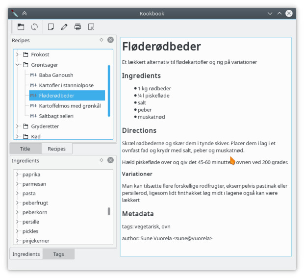 Kookbook, maneja tus recetas de cocina en KDE