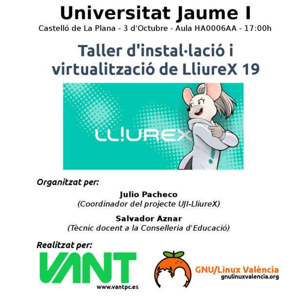 Taller de instalación y virtualización de LliureX 19 en Castellón