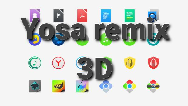 Yosa remix 3D, iconos coloridos para Plasma