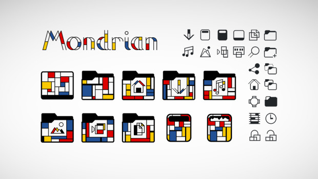 Mondrian, tema de iconos original y diferente