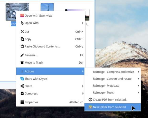 New folder from selected - Service menu para KDE