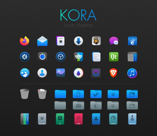 Kora, iconos coloridos y sobrios para tu escritorio