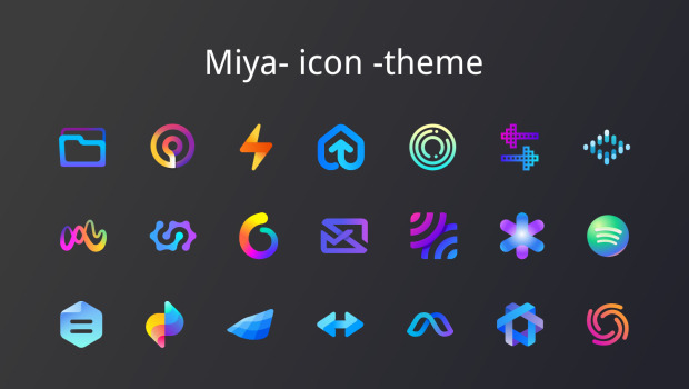 Iconos coloridos estilo neon: Miya