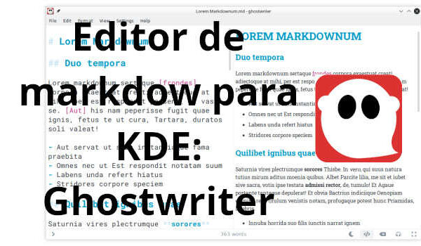 Editor de markdow para KDE: Ghostwriter